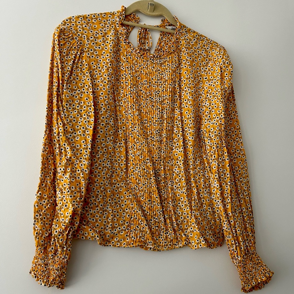 Zara yellow floral blouse (S)